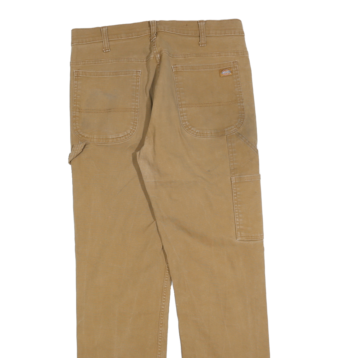 DICKIES Mens Cotton Blend Beige Regular Fit Straight Leg Trousers W30 L30