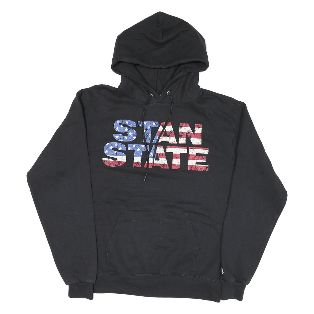 CHAMPION Mens Black Stand State Pullover Hoodie M Cotton Blend Casual