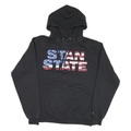 CHAMPION Mens Black Stand State Pullover Hoodie M Cotton Blend Casual