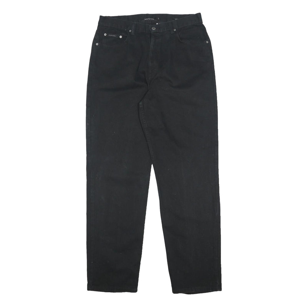 CALVIN KLEIN JEANS Mens Black Relaxed Straight Denim Medium W36 L34 Cotton Zip
