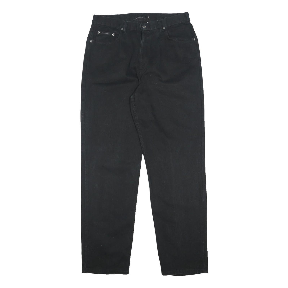 CALVIN KLEIN JEANS Mens Black Relaxed Straight Denim Medium W36 L34 Cotton Zip