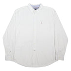 TOMMY HILFIGER Mens White Shirt XL Cotton Blend Button Down Collar Long Sleeve