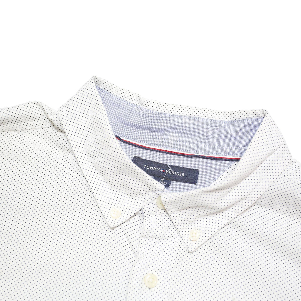 TOMMY HILFIGER Mens White Shirt XL Cotton Blend Button Down Collar Long Sleeve