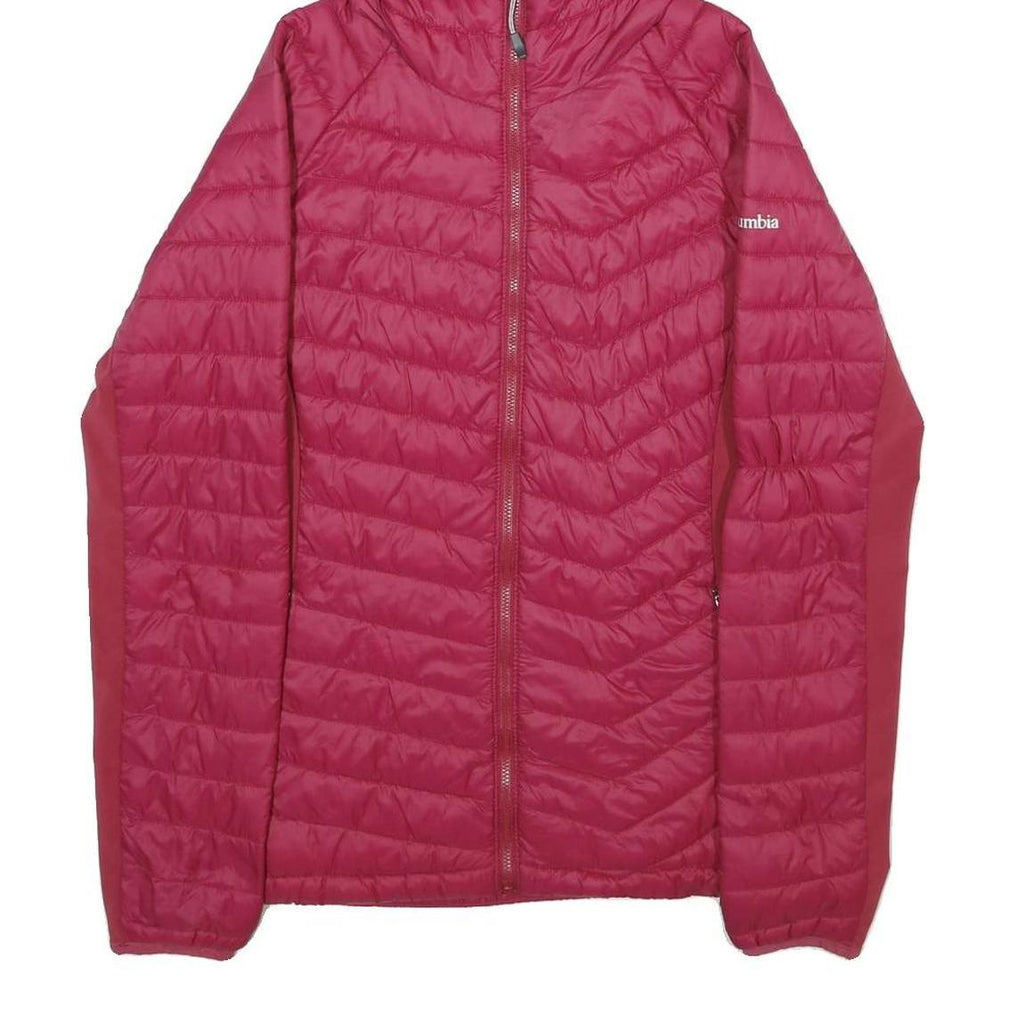 COLUMBIA Womens Red Bomber Jacket M Woven Plain Lightweight Hooded Zip