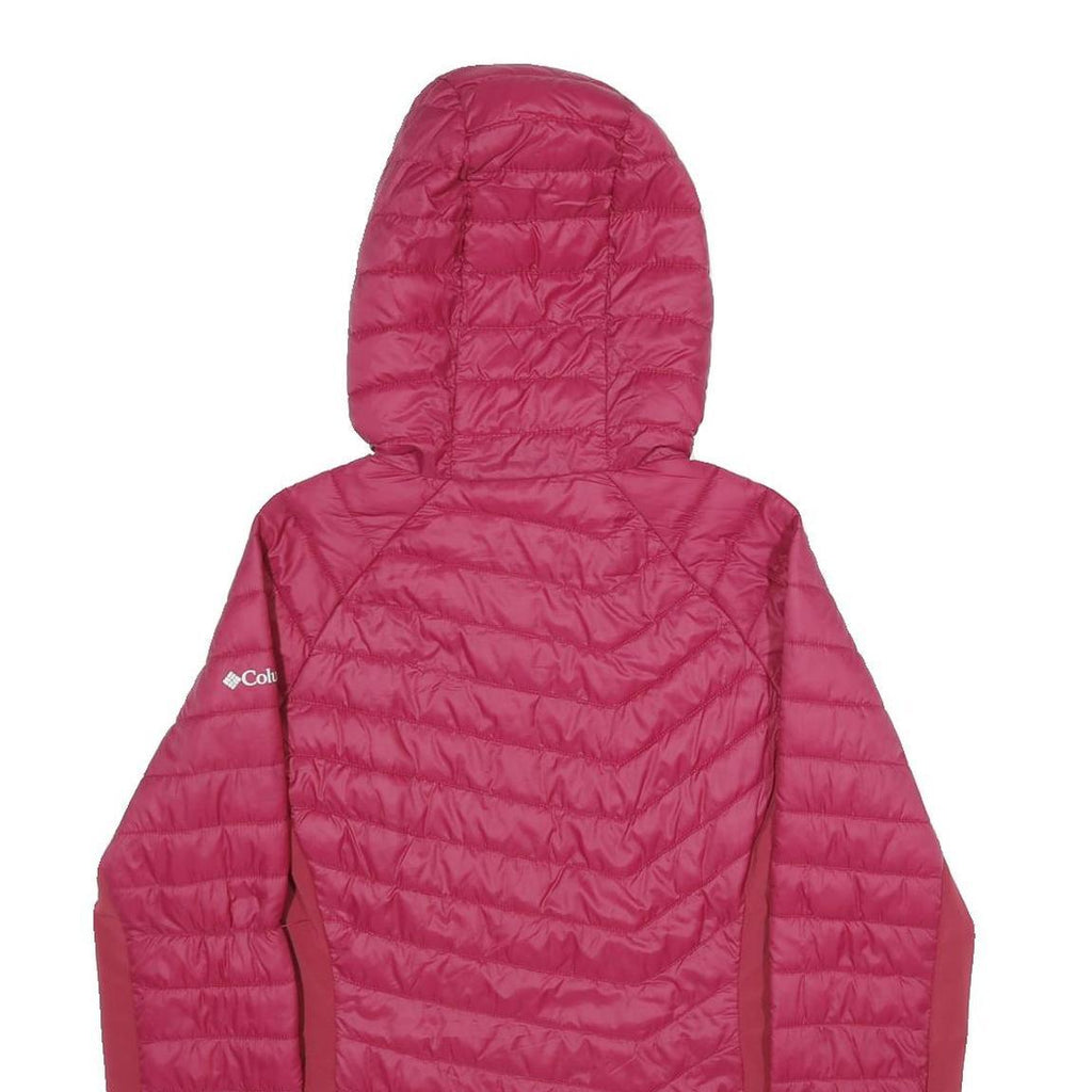 COLUMBIA Womens Red Bomber Jacket M Woven Plain Lightweight Hooded Zip