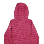 COLUMBIA Womens Red Bomber Jacket M Woven Plain Lightweight Hooded Zip