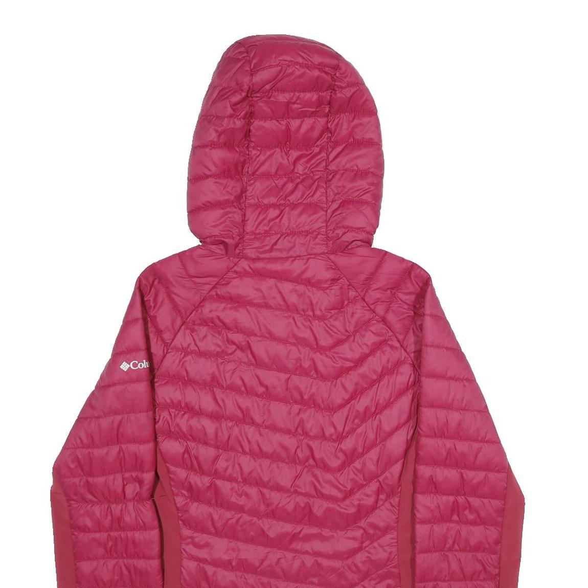 COLUMBIA Womens Red Bomber Jacket M Woven Plain Lightweight Hooded Zip