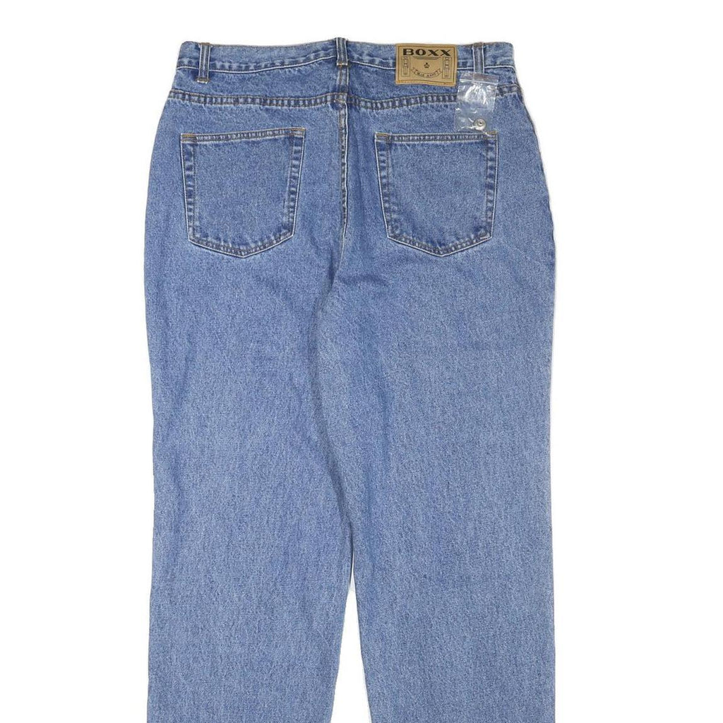 BOXX Mens Regular Fit Straight Blue Denim Jeans W34 L33 Classic Cotton Zip