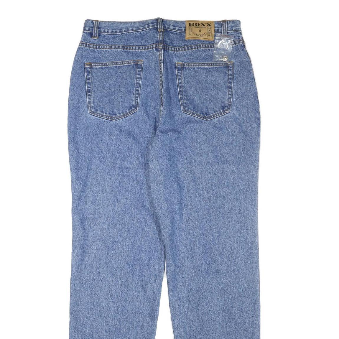 BOXX Mens Regular Fit Straight Blue Denim Jeans W34 L33 Classic Cotton Zip