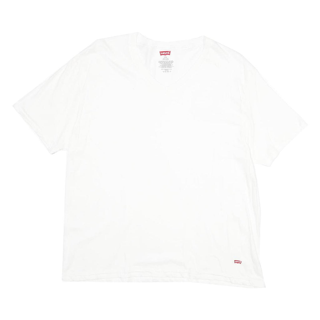 LEVI'S Mens White XL T-Shirt Short Sleeve V-Neck Plain Cotton Casual
