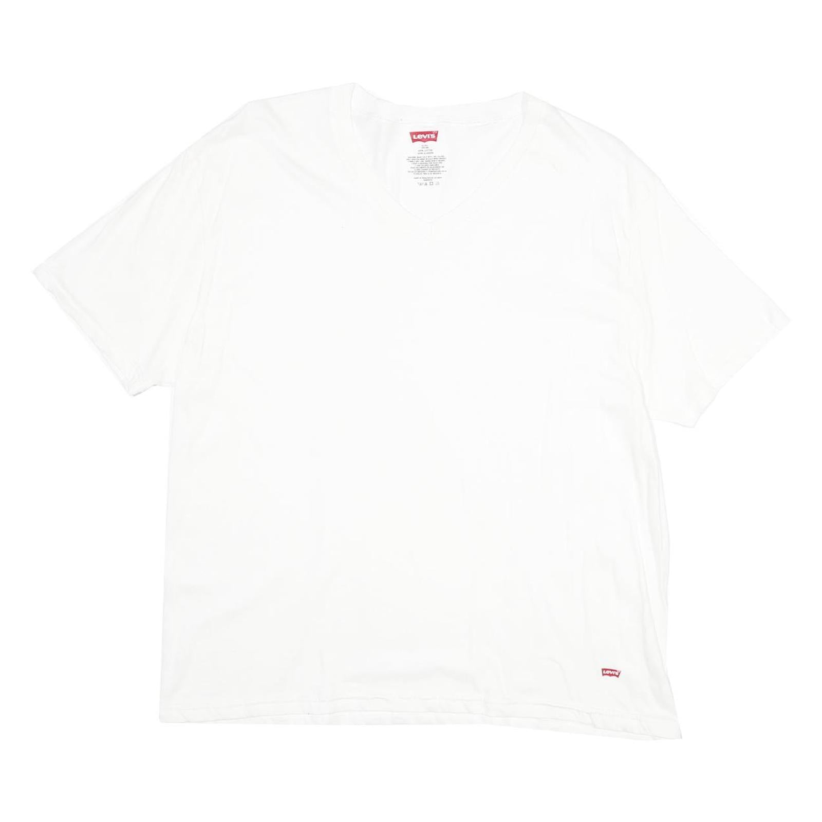 LEVI'S Mens White XL T-Shirt Short Sleeve V-Neck Plain Cotton Casual