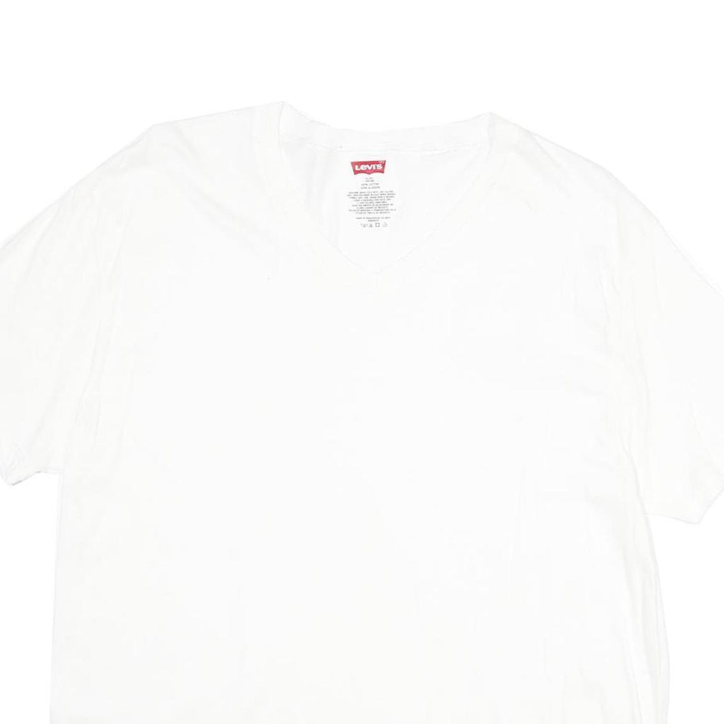 LEVI'S Mens White XL T-Shirt Short Sleeve V-Neck Plain Cotton Casual