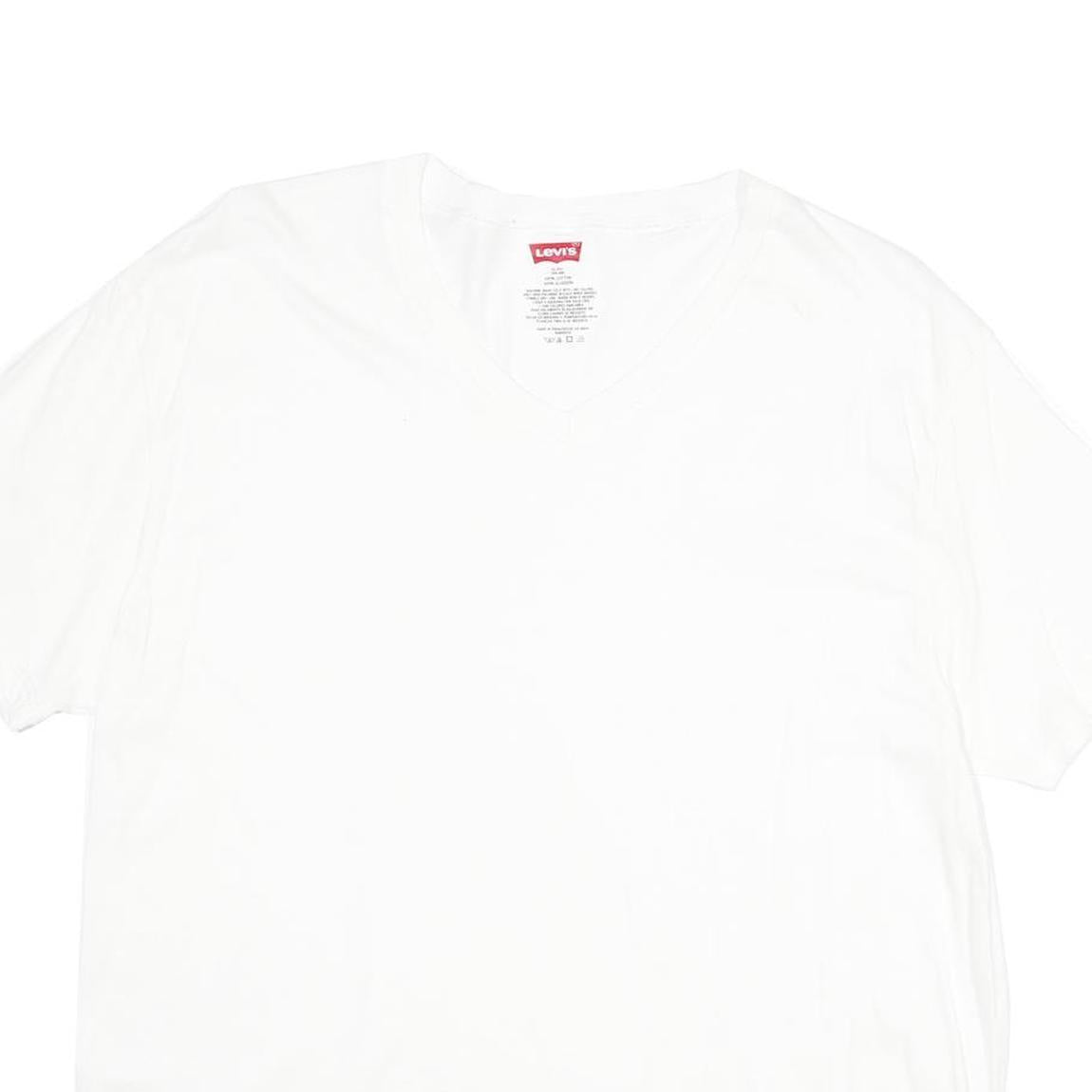 LEVI'S Mens White XL T-Shirt Short Sleeve V-Neck Plain Cotton Casual