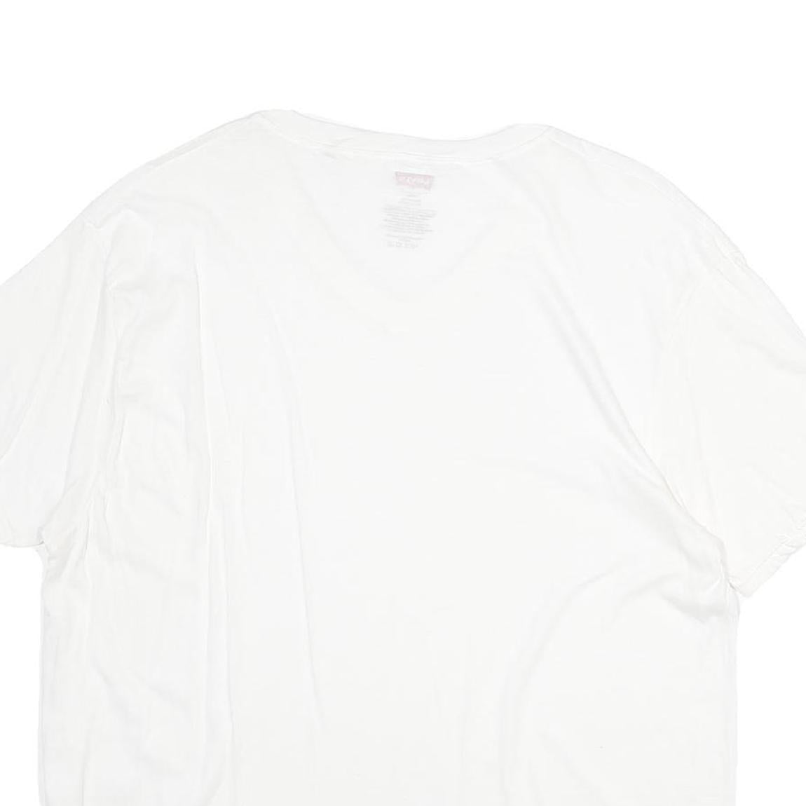 LEVI'S Mens White XL T-Shirt Short Sleeve V-Neck Plain Cotton Casual