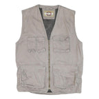 NATURE CHALLENGE Mens Beige Outdoor Cotton Blend Vest M Casual Utility Zip
