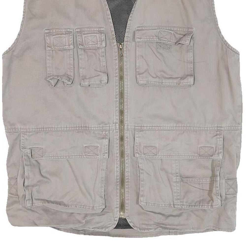 NATURE CHALLENGE Mens Beige Outdoor Cotton Blend Vest M Casual Utility Zip