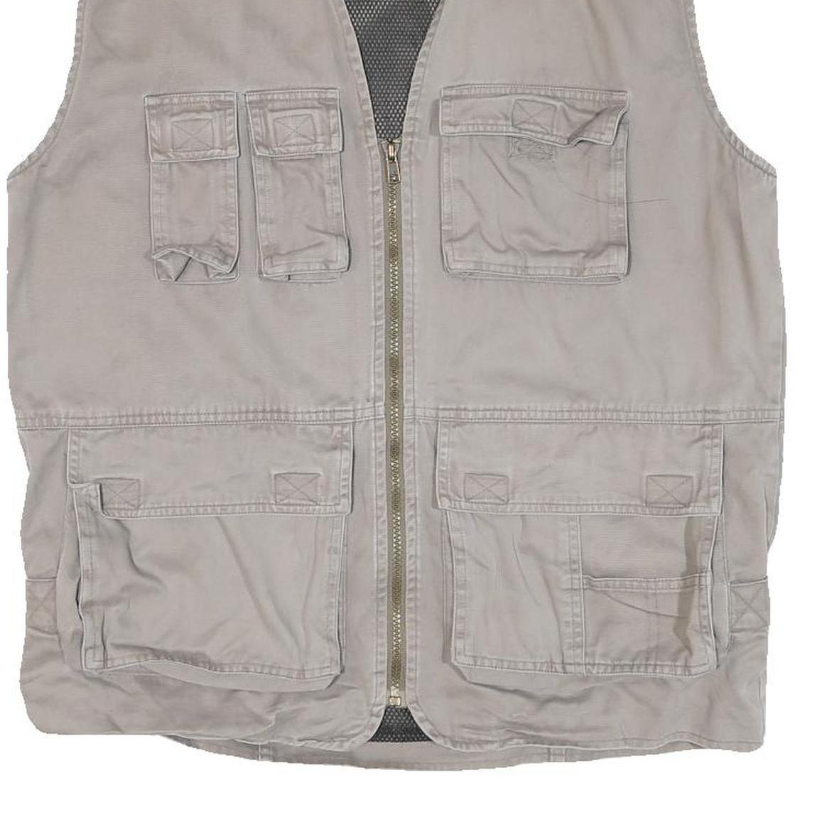 NATURE CHALLENGE Mens Beige Outdoor Cotton Blend Vest M Casual Utility Zip