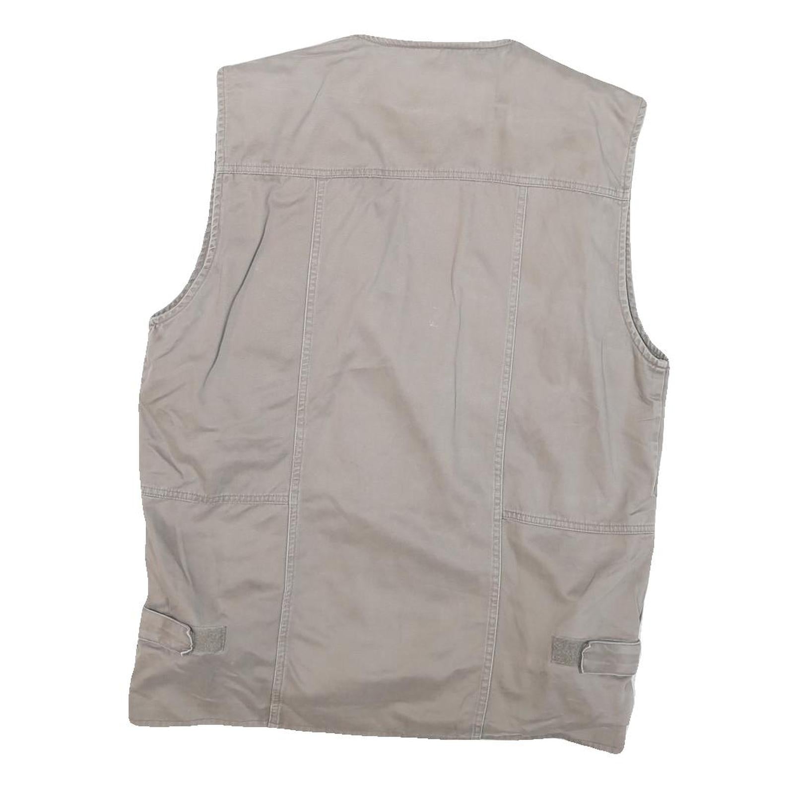 NATURE CHALLENGE Mens Beige Outdoor Cotton Blend Vest M Casual Utility Zip