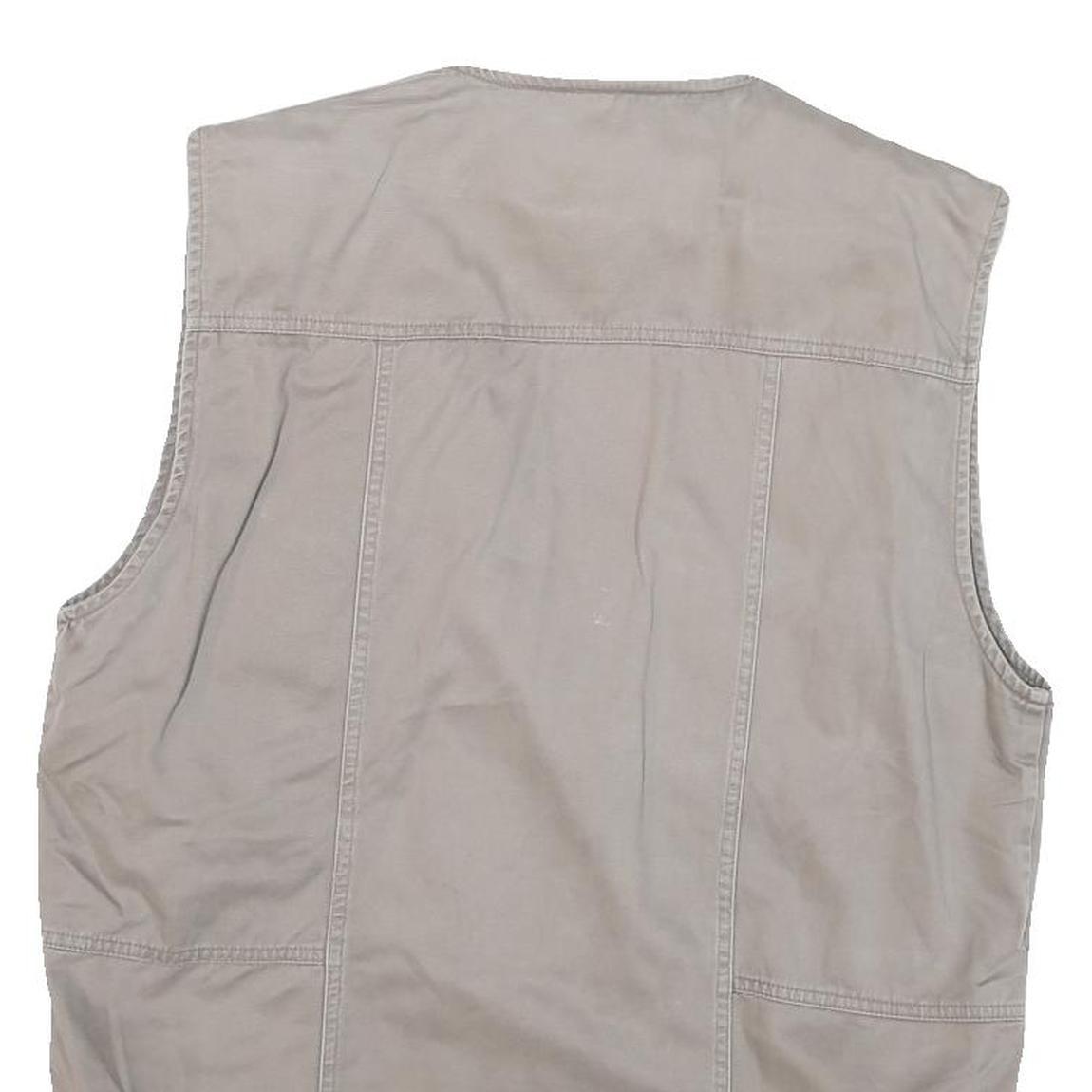 NATURE CHALLENGE Mens Beige Outdoor Cotton Blend Vest M Casual Utility Zip