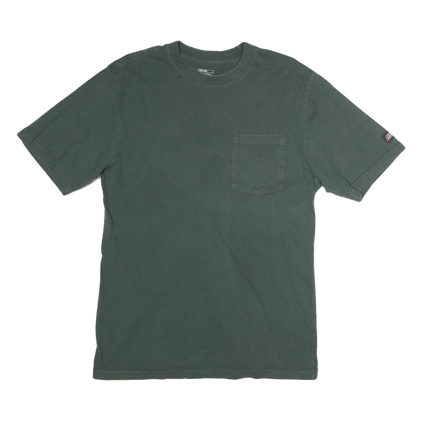 DICKIES Mens Green T-Shirt M Short Sleeve Crew Neck Pocket Workwear Casual