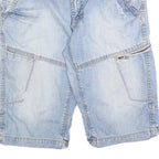 CANDA Mens Shorts Blue Denim Casual L W34 Cotton Blend Zip Pockets