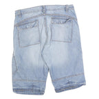 CANDA Mens Shorts Blue Denim Casual L W34 Cotton Blend Zip Pockets