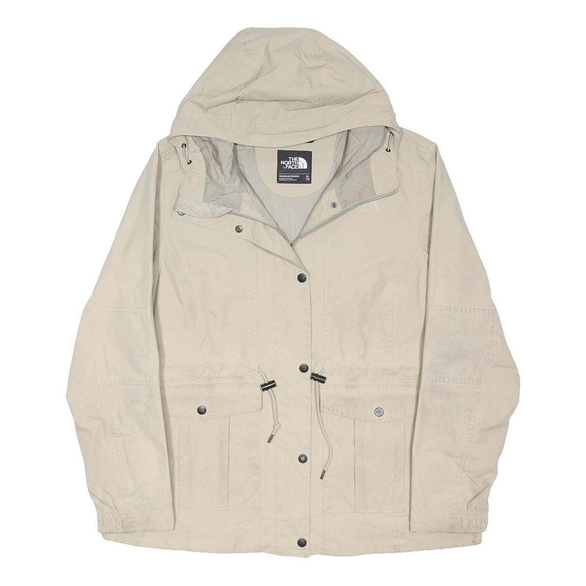 THE NORTH FACE Womens Cream Jacket XL Polyester Blend Plain Zip Hooded Outdoor