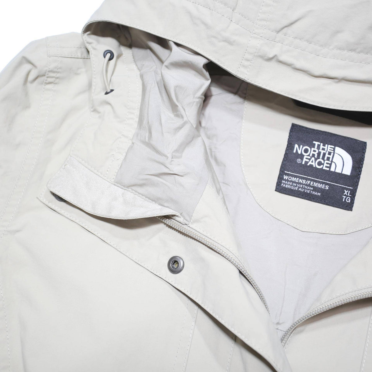 THE NORTH FACE Womens Cream Jacket XL Polyester Blend Plain Zip Hooded Outdoor