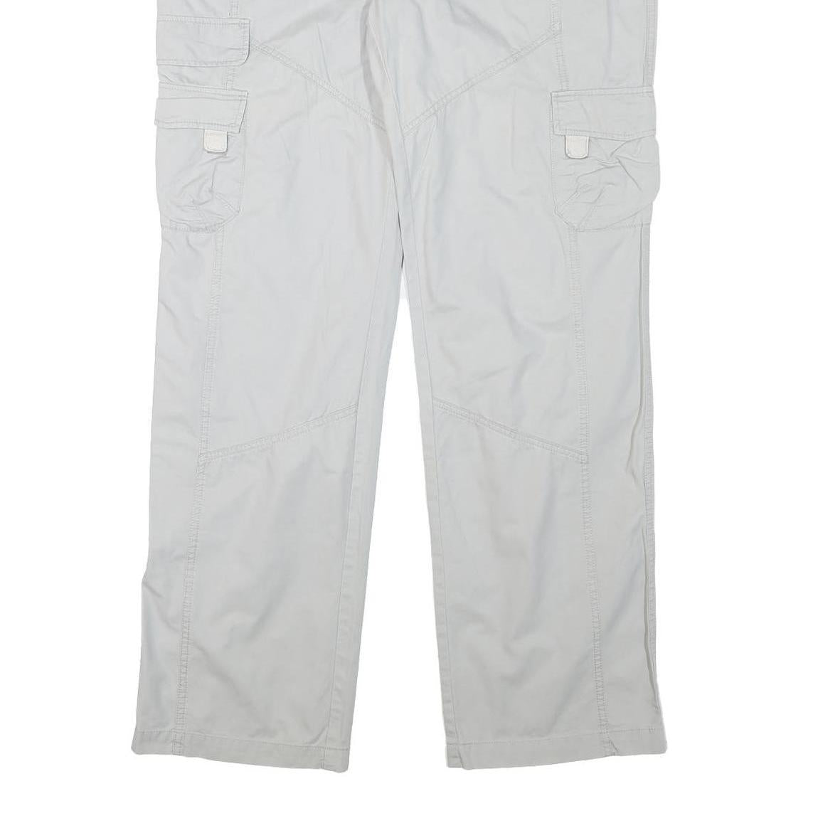 DRIVER Mens Cotton Blend Regular Light Grey Cargo Trousers W36 L33 Casual