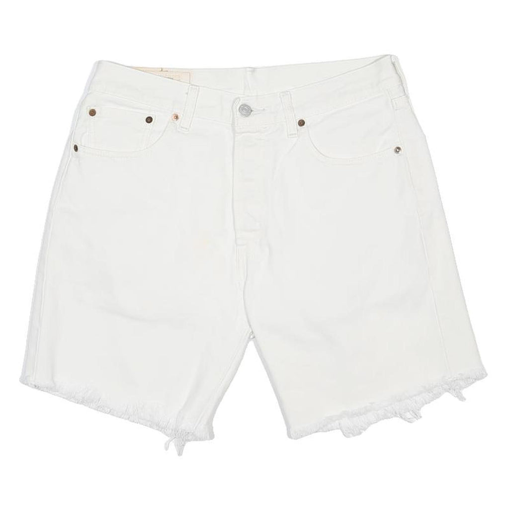 LEVI'S Mens White Casual Denim Shorts M W32 Frayed Hem Stylish