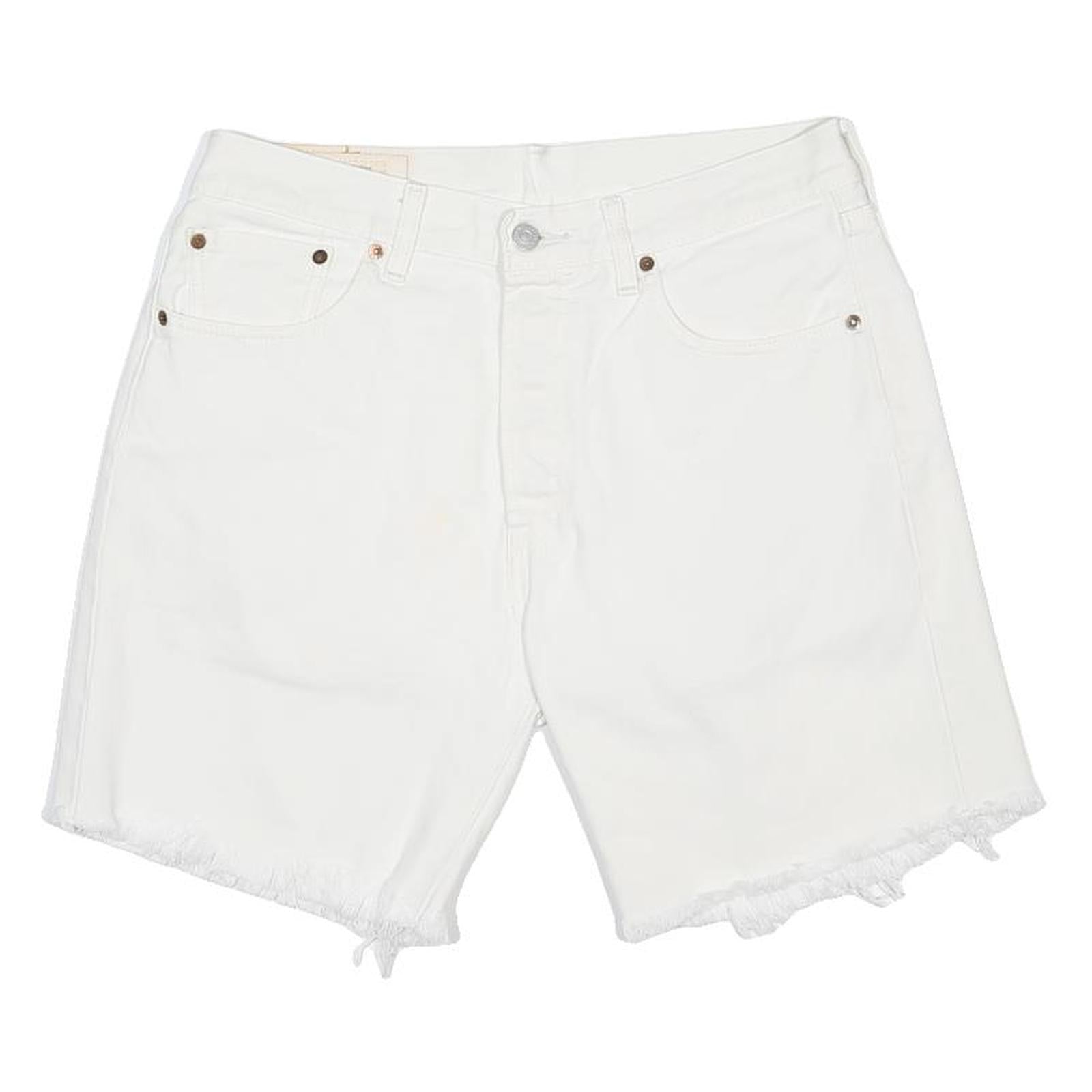 LEVI'S Mens White Casual Denim Shorts M W32 Frayed Hem Stylish