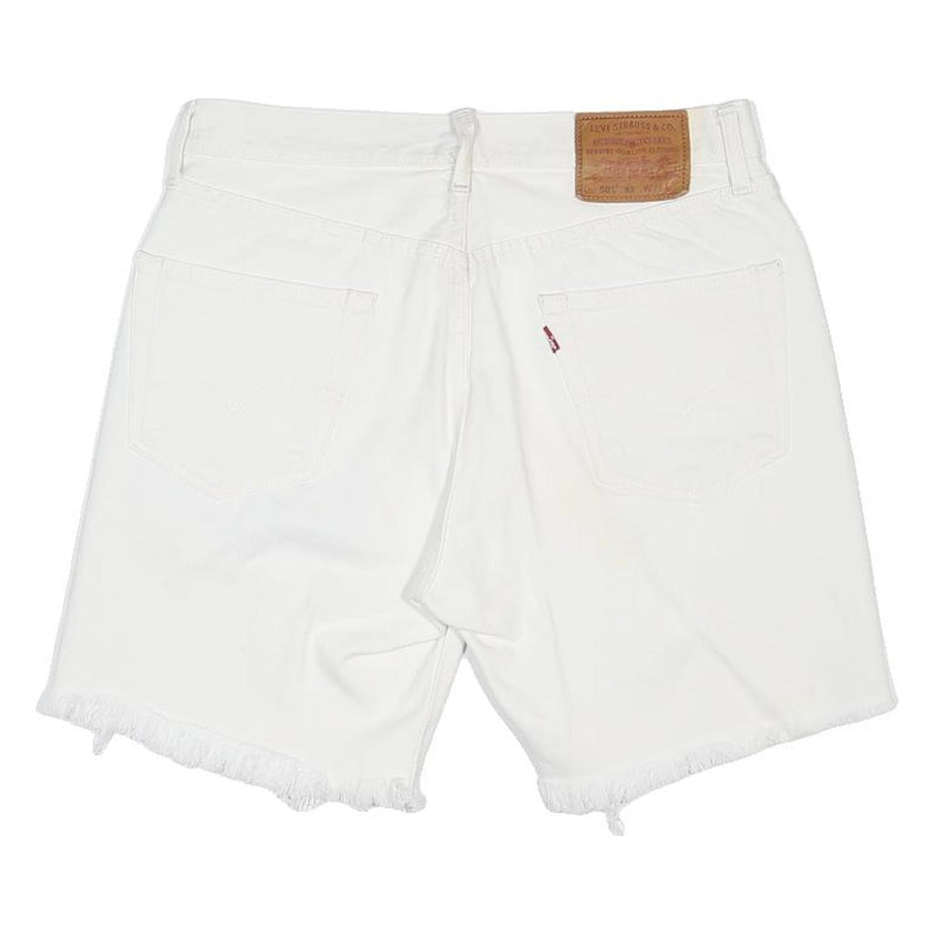 LEVI'S Mens White Casual Denim Shorts M W32 Frayed Hem Stylish
