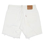 LEVI'S Mens White Casual Denim Shorts M W32 Frayed Hem Stylish