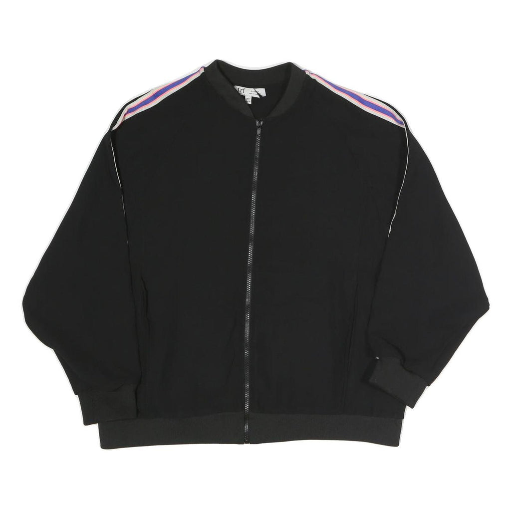 ZARA Womens Black Jacket L Polyester Blend Plain Zip Bomber Style Casual