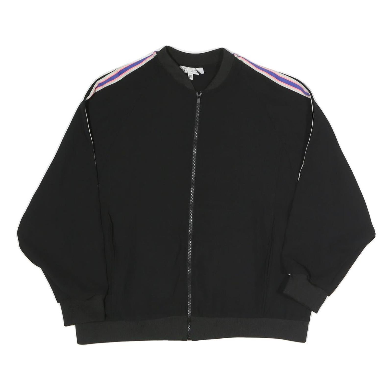 ZARA Womens Black Jacket L Polyester Blend Plain Zip Bomber Style Casual