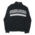 CHAPS Mens Black & Grey Patterned Pullover Half Zip Jumper L Cotton Blend Casual