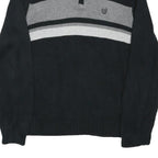 CHAPS Mens Black & Grey Patterned Pullover Half Zip Jumper L Cotton Blend Casual