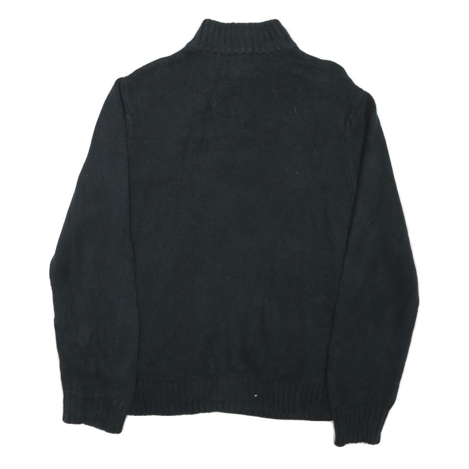 CHAPS Mens Black & Grey Patterned Pullover Half Zip Jumper L Cotton Blend Casual