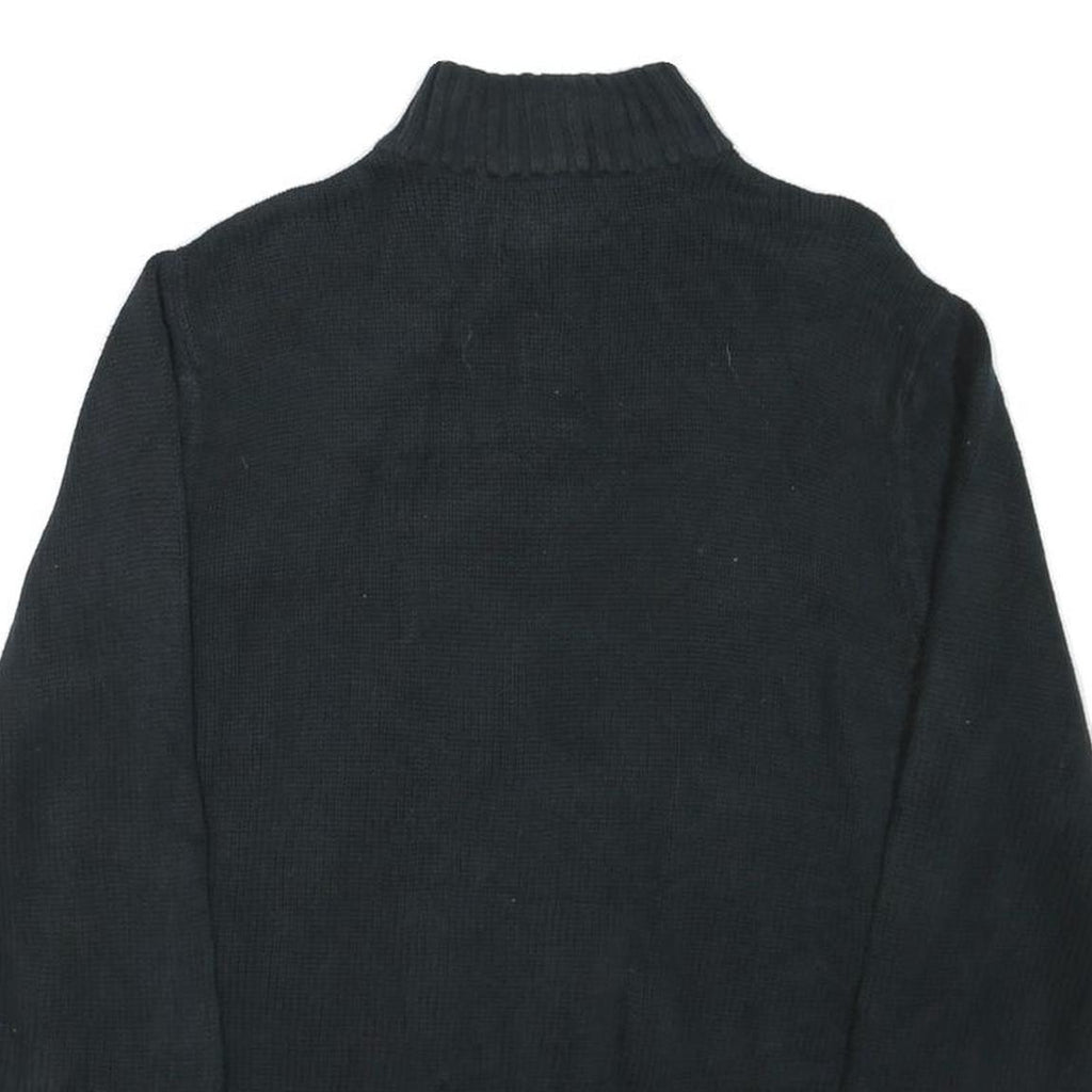 CHAPS Mens Black & Grey Patterned Pullover Half Zip Jumper L Cotton Blend Casual