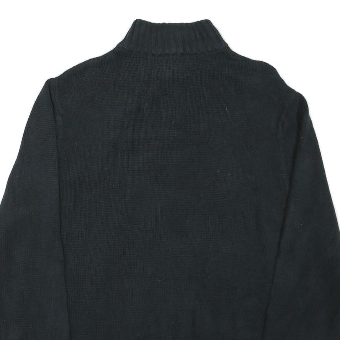 CHAPS Mens Black & Grey Patterned Pullover Half Zip Jumper L Cotton Blend Casual