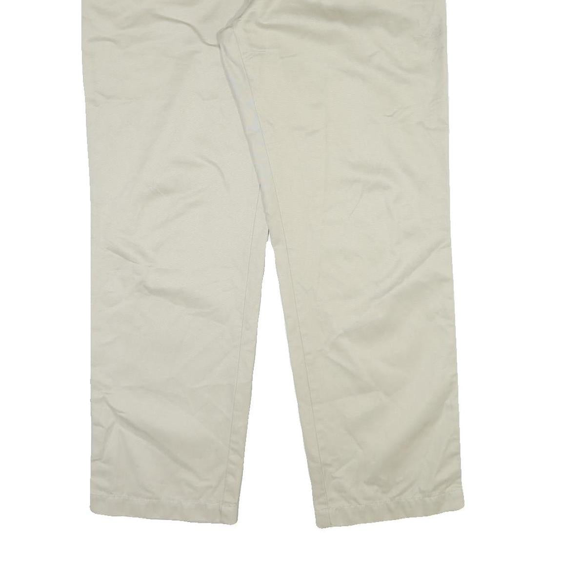 DOCKERS Mens Regular Fit Beige Cotton Blend Trousers W40 L32 Classic Style Zip