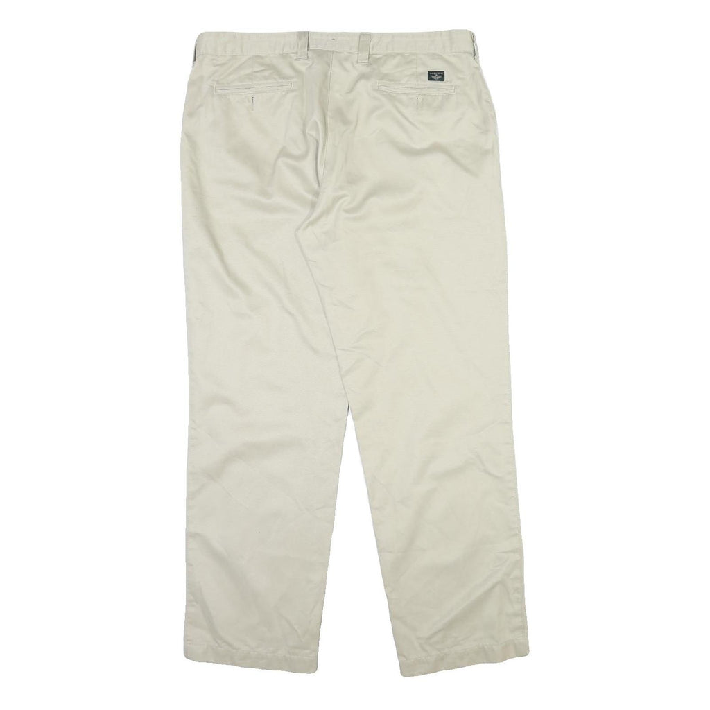 DOCKERS Mens Regular Fit Beige Cotton Blend Trousers W40 L32 Classic Style Zip