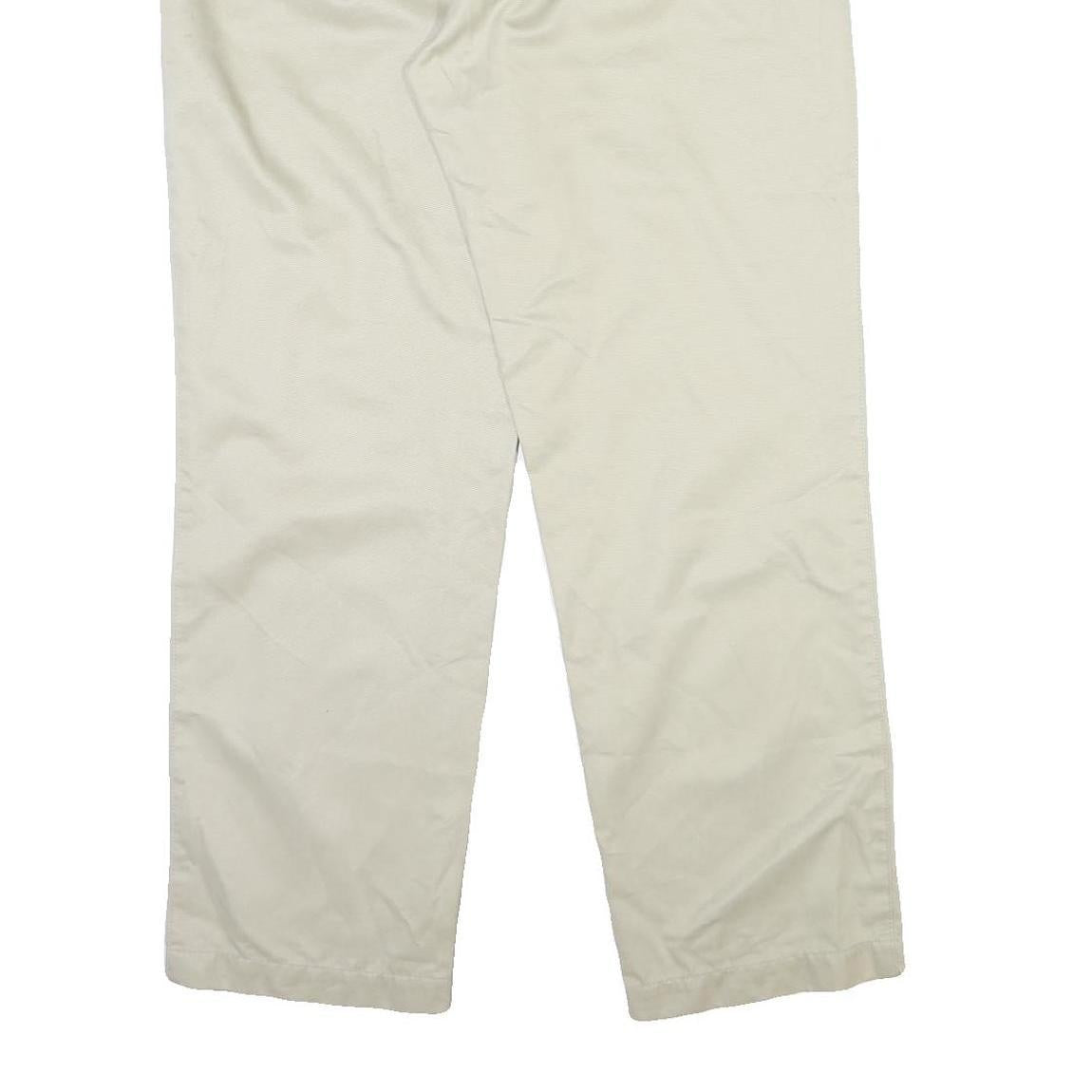 DOCKERS Mens Regular Fit Beige Cotton Blend Trousers W40 L32 Classic Style Zip