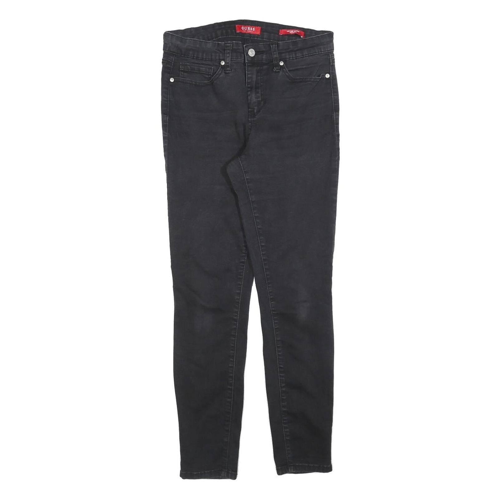 GUESS Womens Jeans Black Slim Skinny Denim W28 L28 Classic Cotton Blend Zip