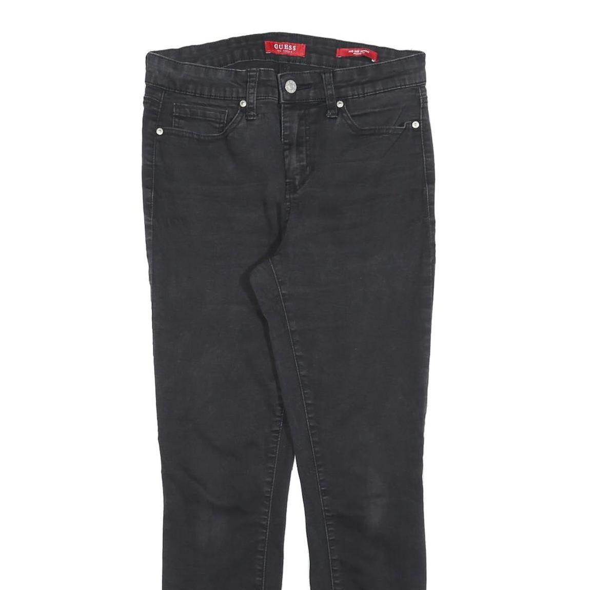 GUESS Womens Jeans Black Slim Skinny Denim W28 L28 Classic Cotton Blend Zip