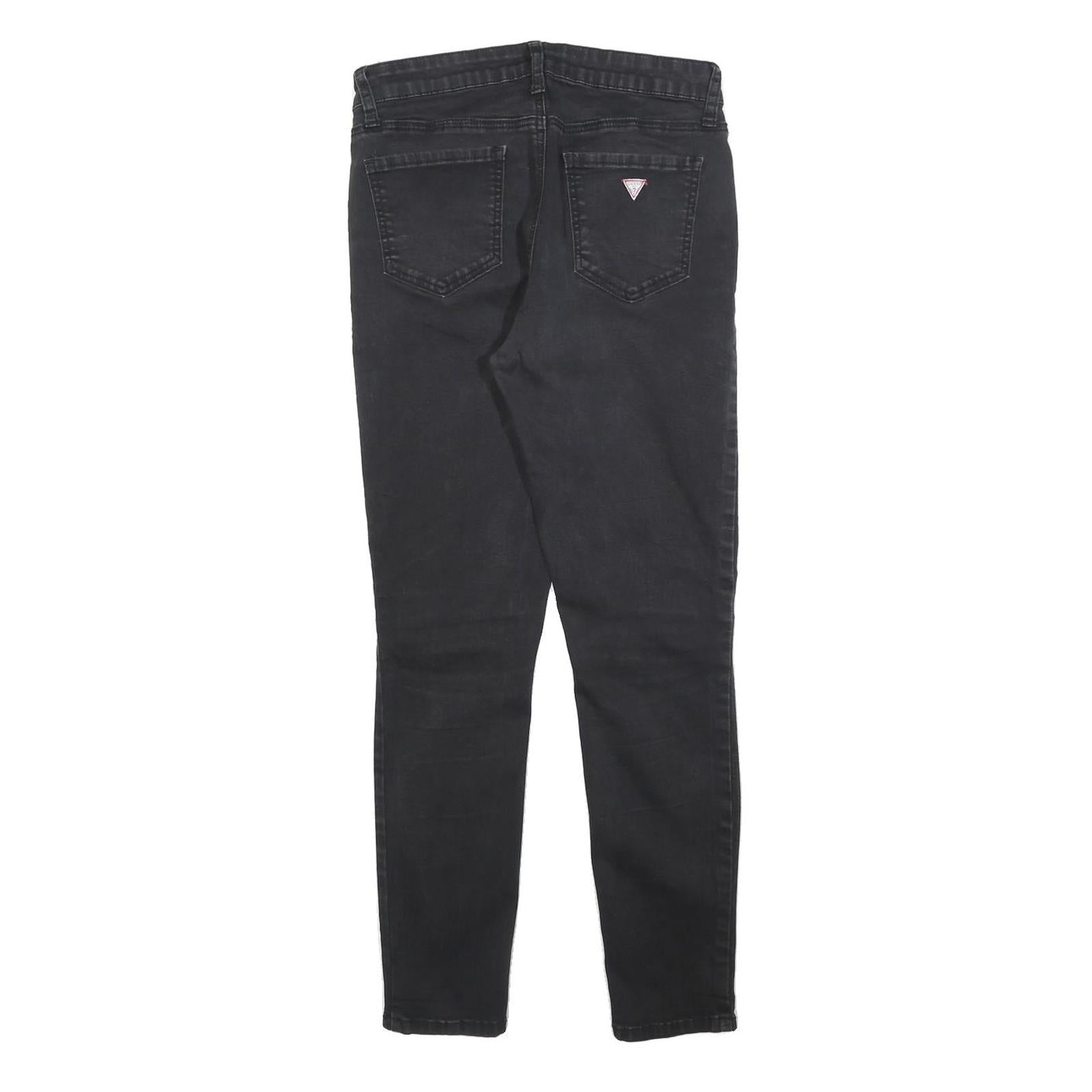 GUESS Womens Jeans Black Slim Skinny Denim W28 L28 Classic Cotton Blend Zip