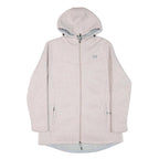 NEW BALANCE Womens Cream Hooded Zip Jacket L Polyester Blend Plain Lightweight