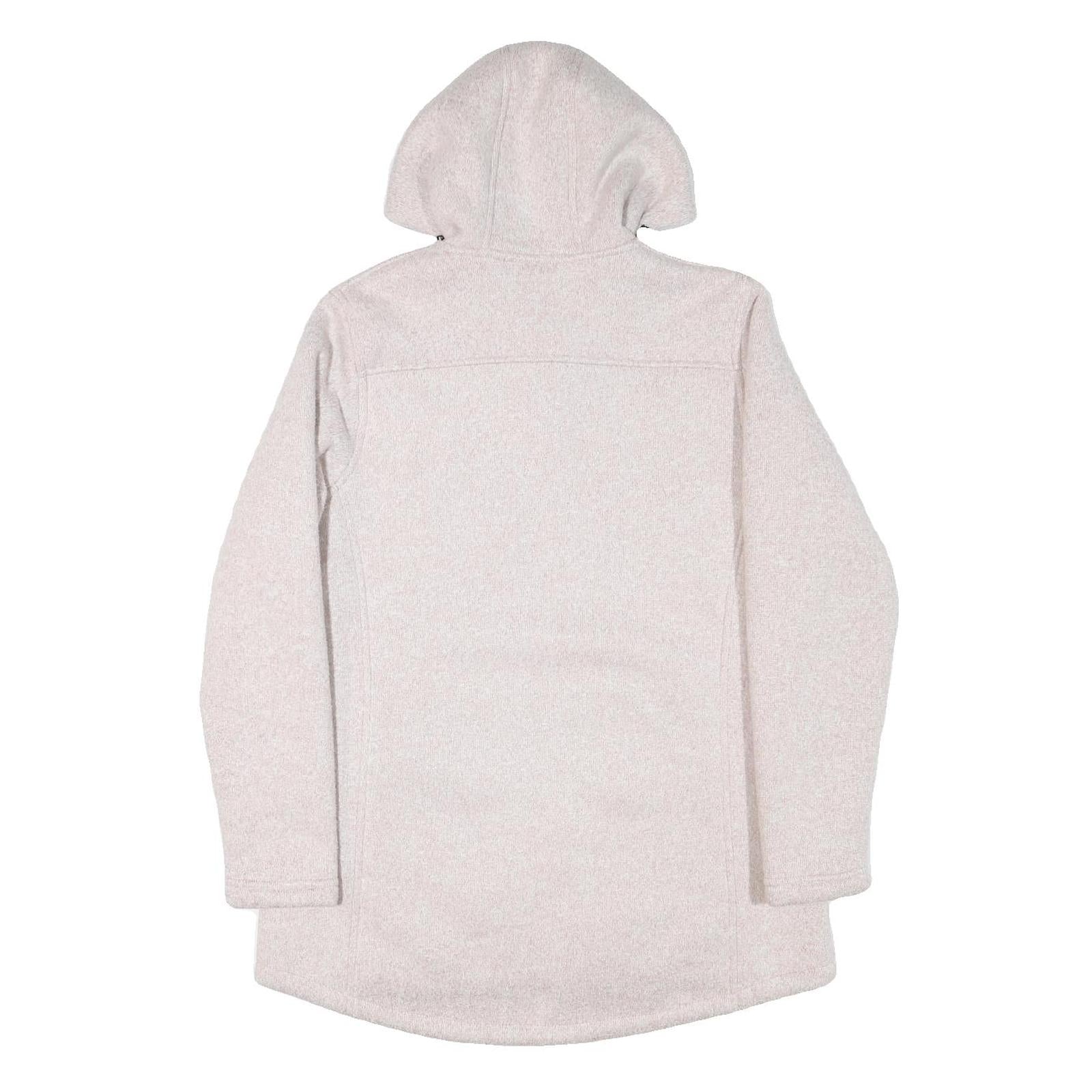 NEW BALANCE Womens Cream Hooded Zip Jacket L Polyester Blend Plain Lightweight