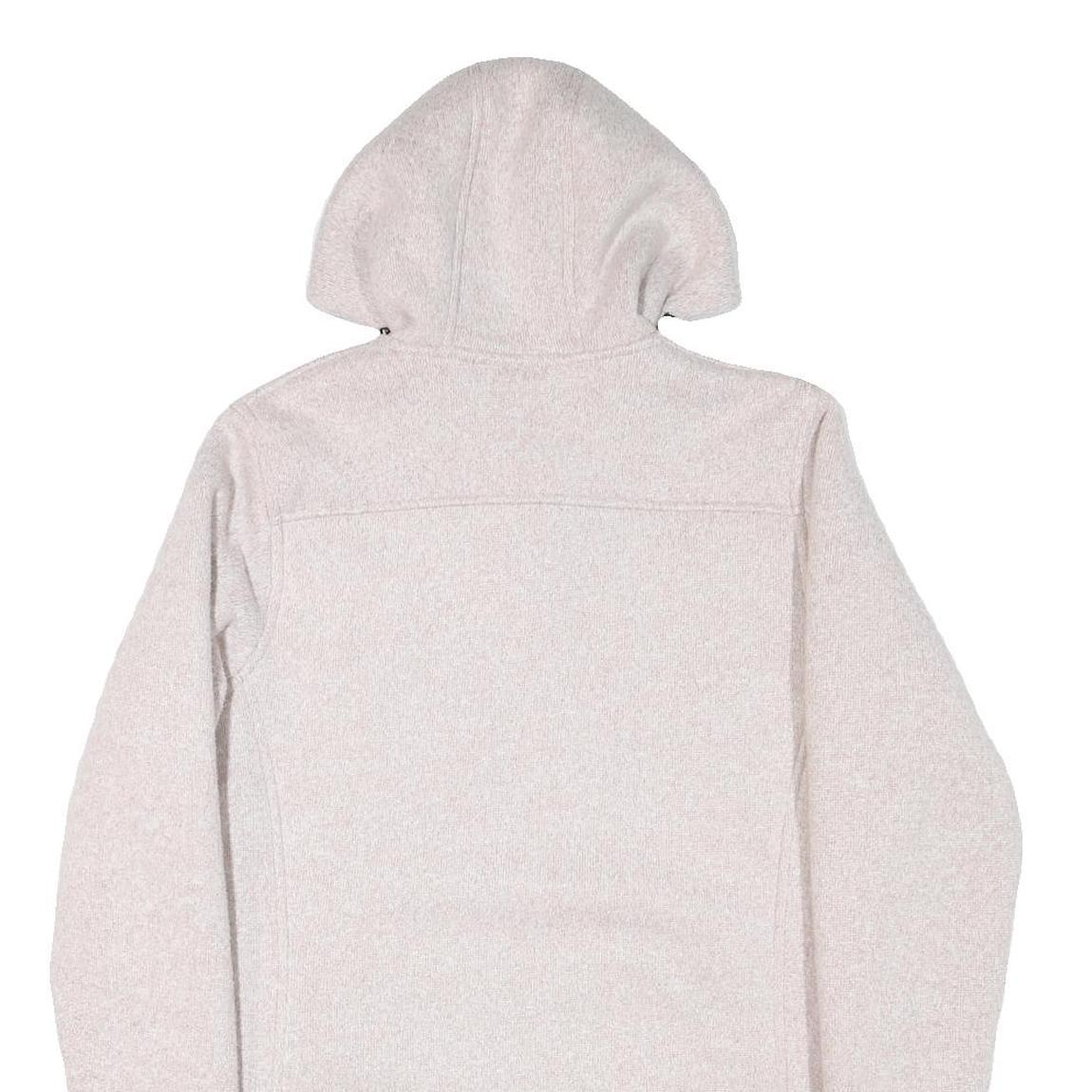 NEW BALANCE Womens Cream Hooded Zip Jacket L Polyester Blend Plain Lightweight