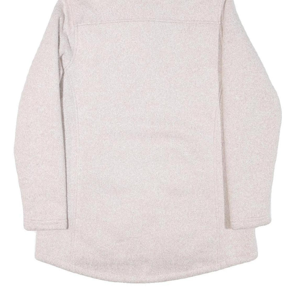 NEW BALANCE Womens Cream Hooded Zip Jacket L Polyester Blend Plain Lightweight